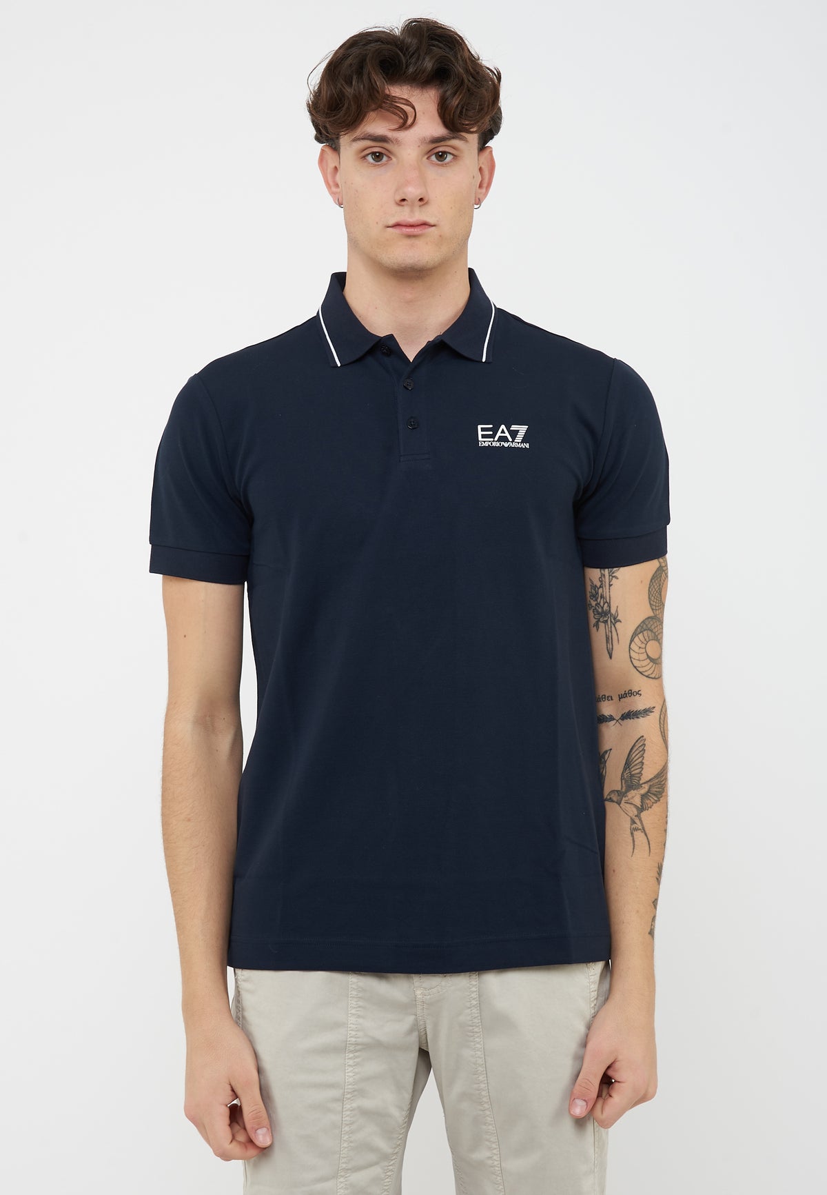 Polo Core Identity in piquet di cotone stretch Blue 