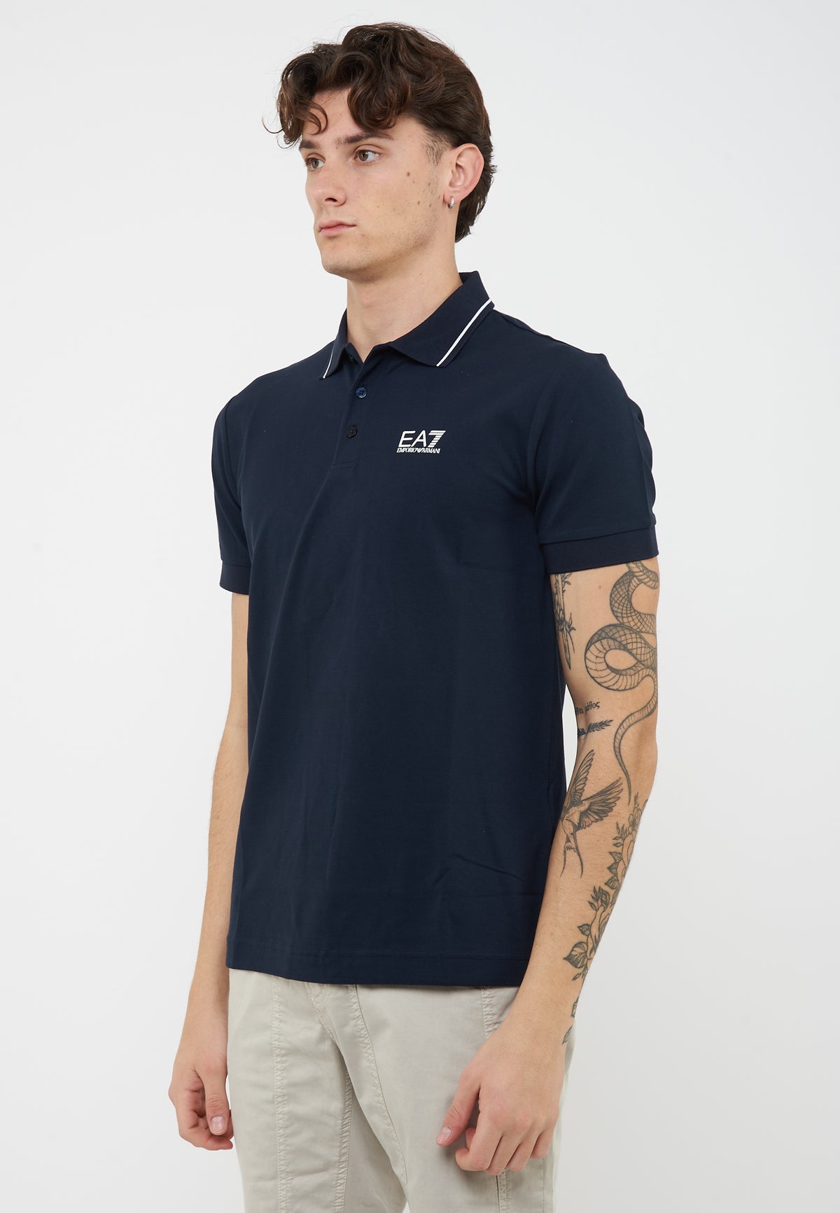 Polo Core Identity in piquet di cotone stretch Blue 