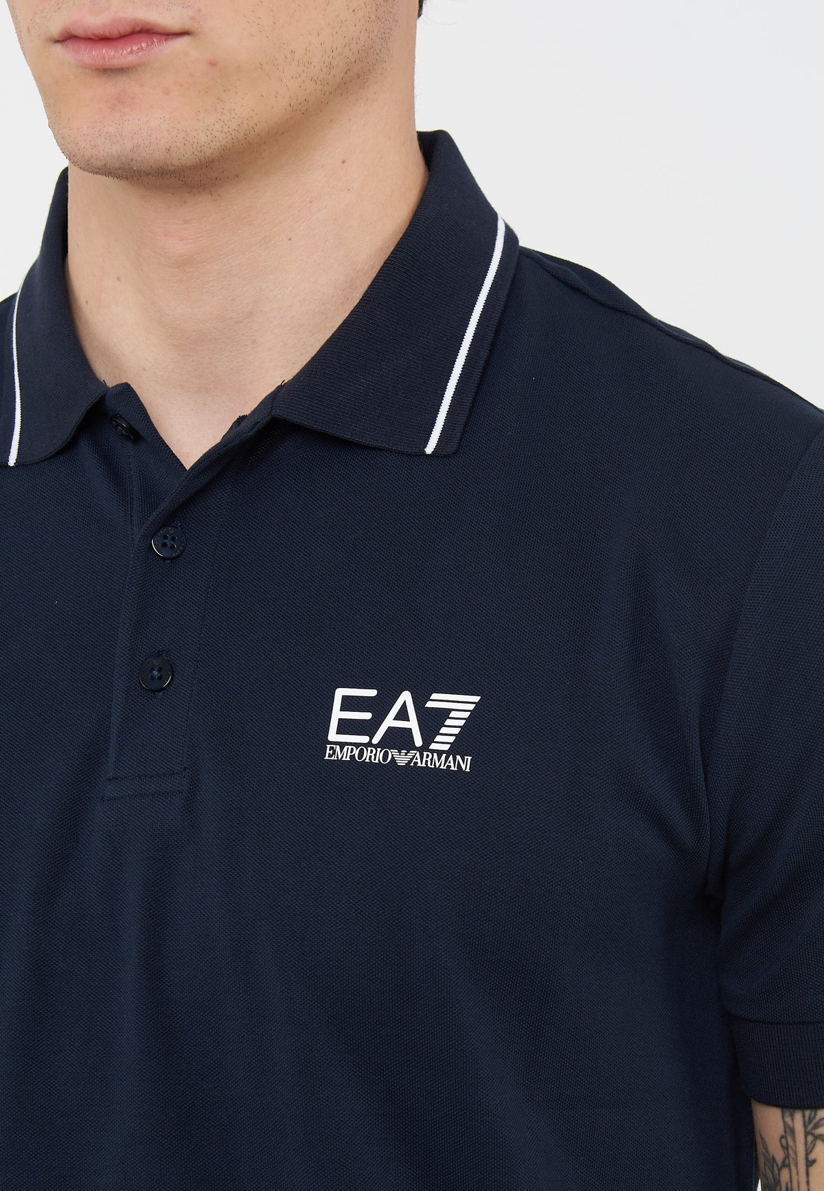Polo Core Identity in piquet di cotone stretch Blue 