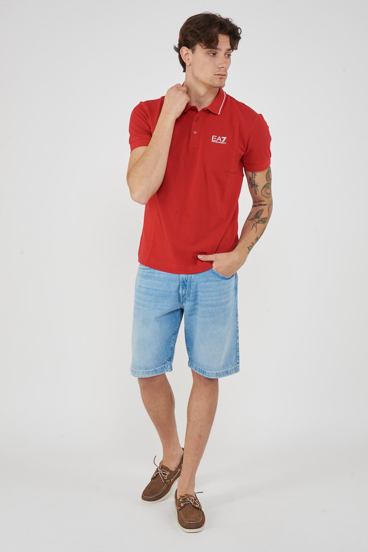 Polo Core Identity in piquet di cotone stretch Rosso 
