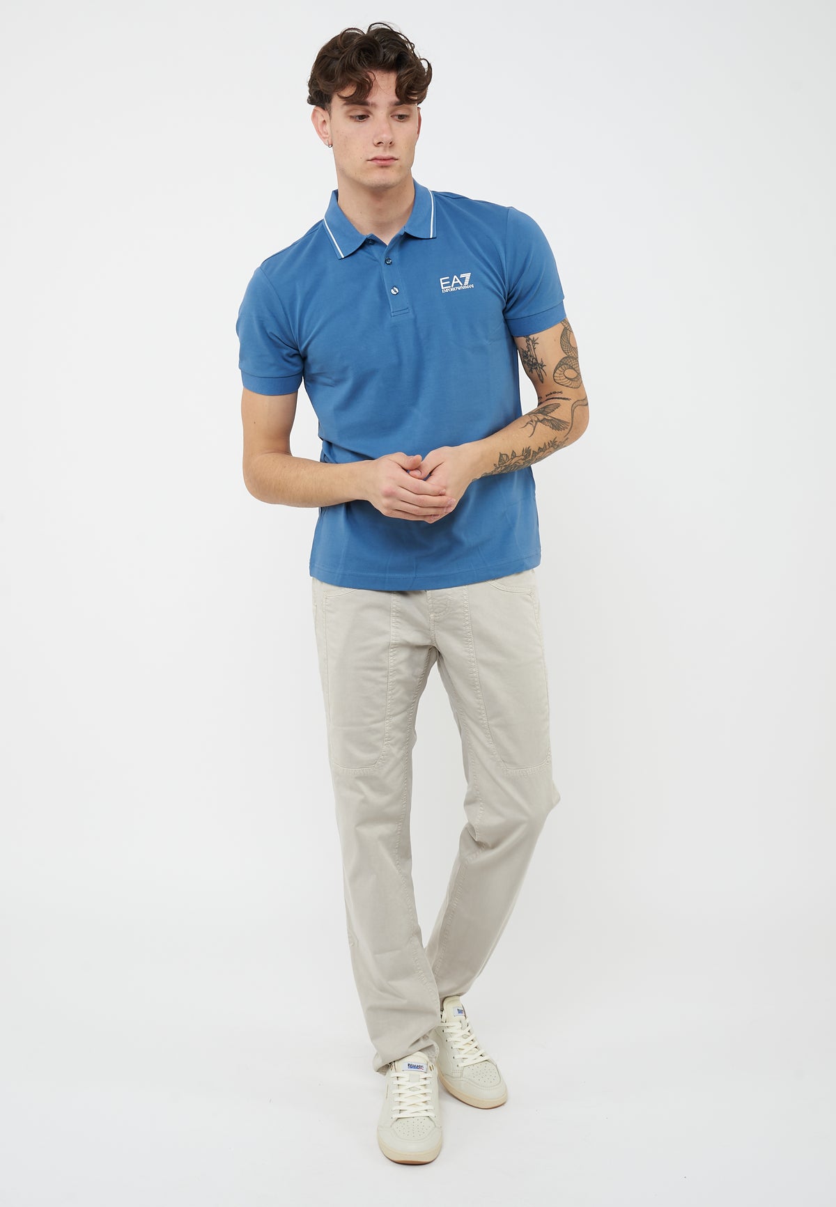 Polo Core Identity in piquet di cotone stretch Blue Horizone 