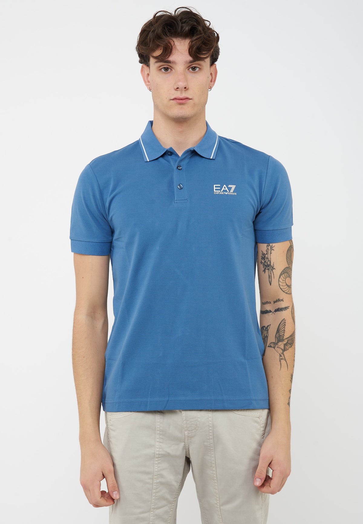Polo Core Identity in piquet di cotone stretch Blue Horizone 