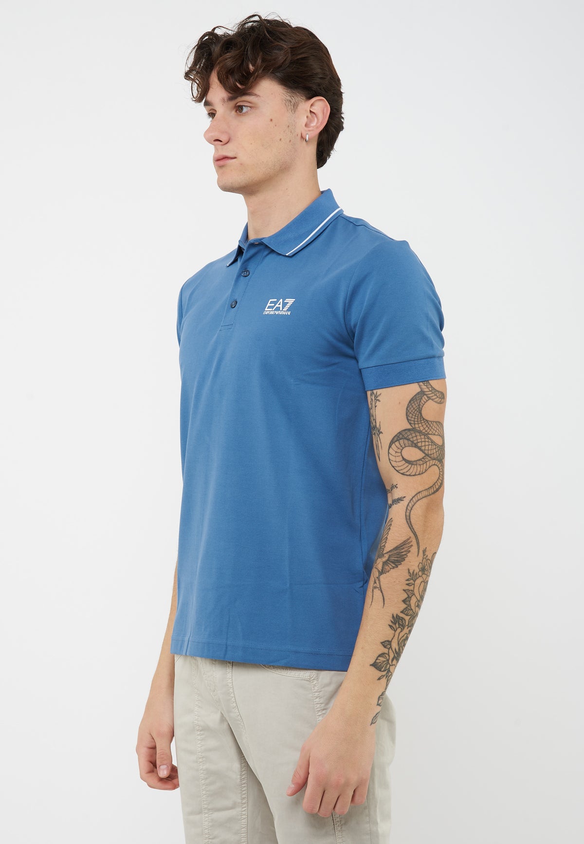 Polo Core Identity in piquet di cotone stretch Blue Horizone 