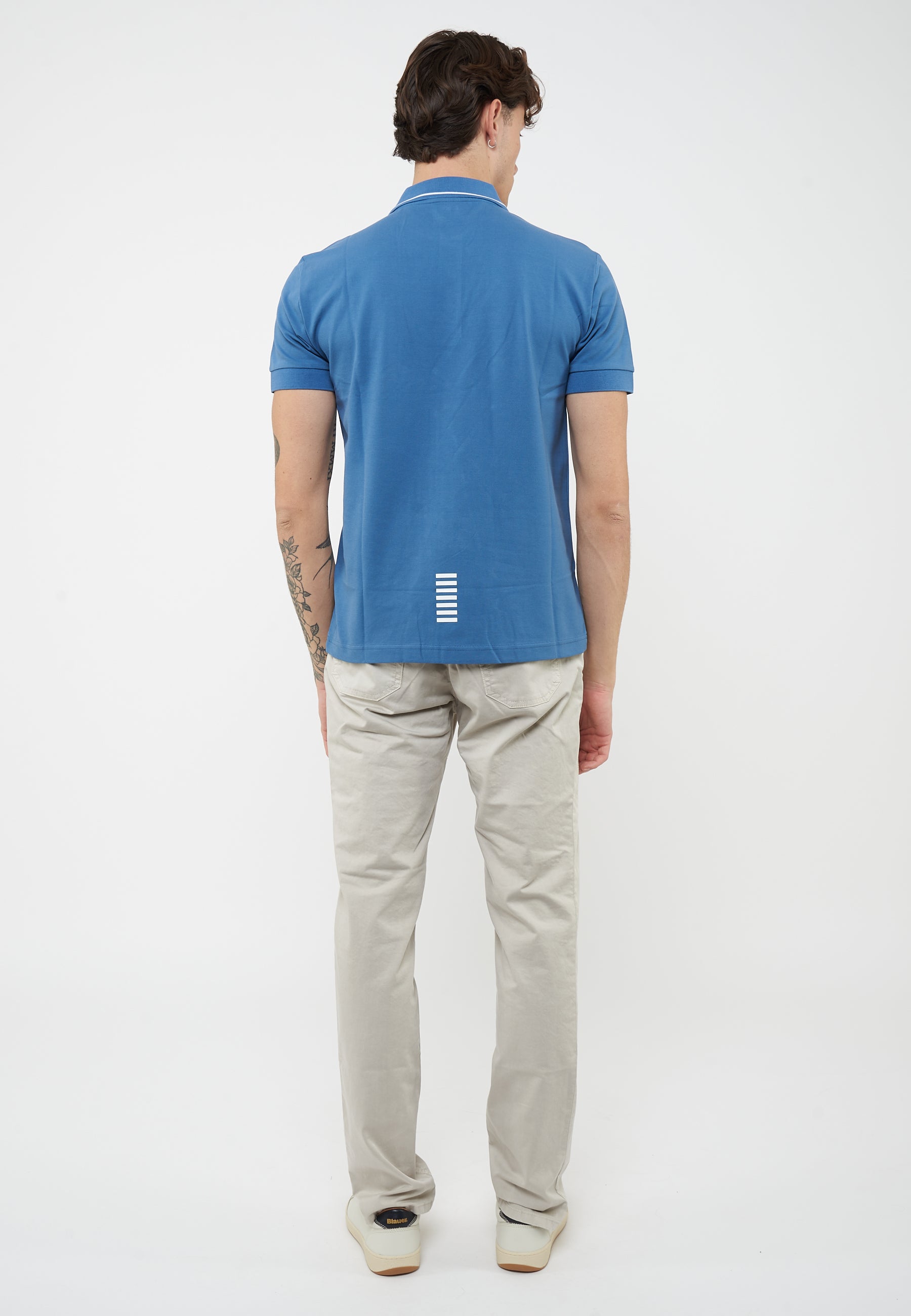 Polo Core Identity in piquet di cotone stretch Blue Horizone 