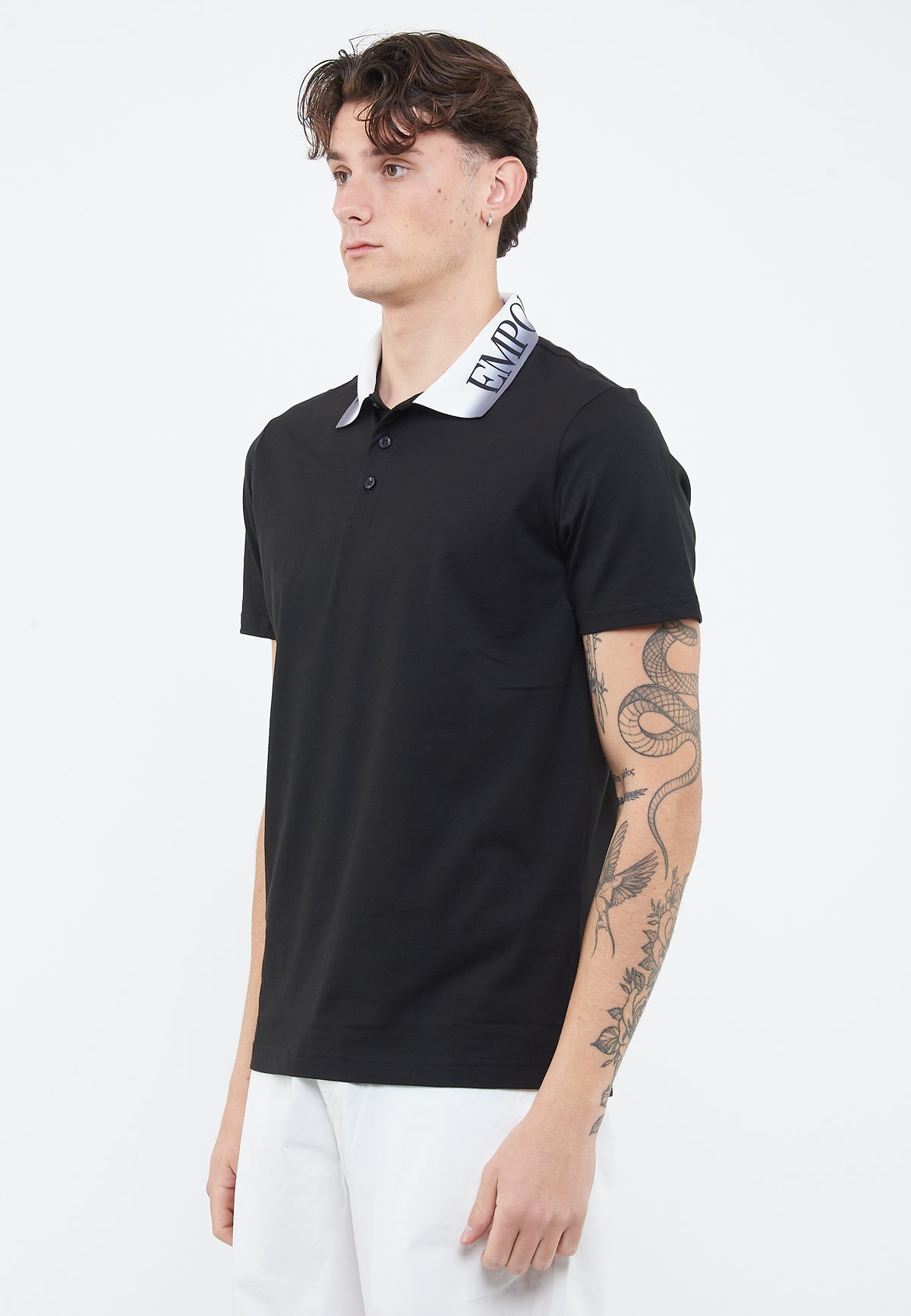 Black Cotton Jersey Polo Shirt