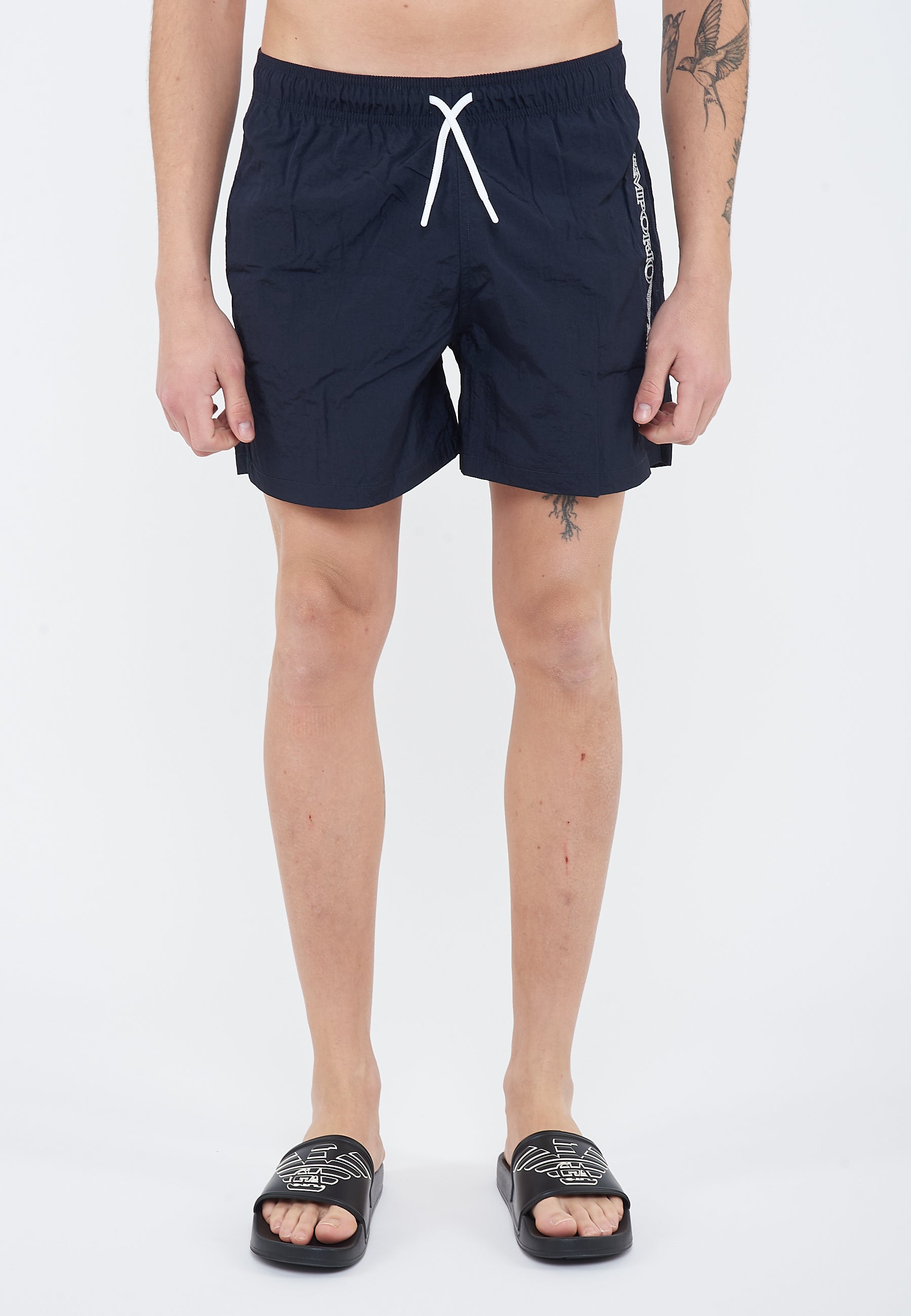 Costume shorts ricamo logo impunturato Blue 