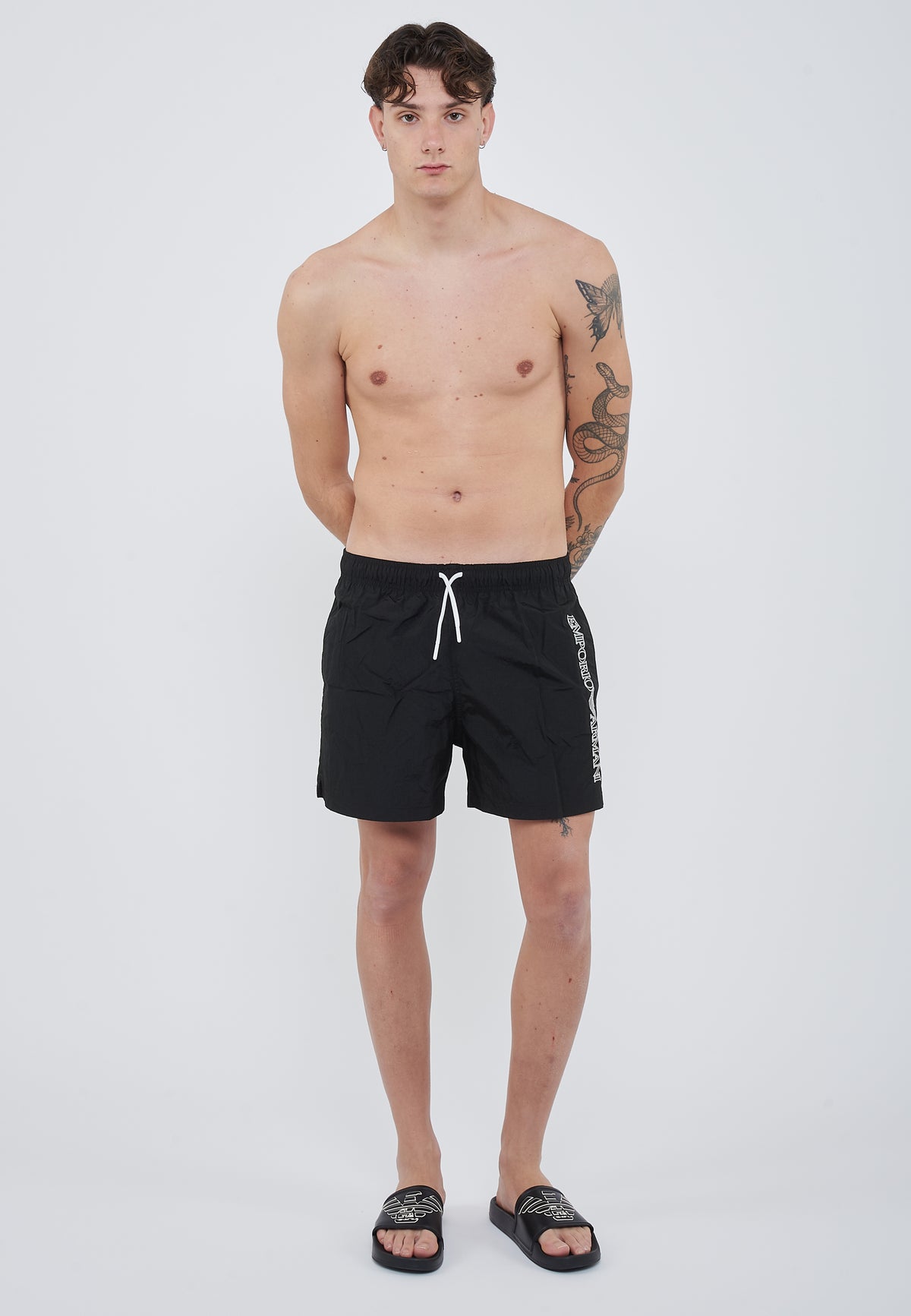 Costume shorts ricamo logo impunturato Black 