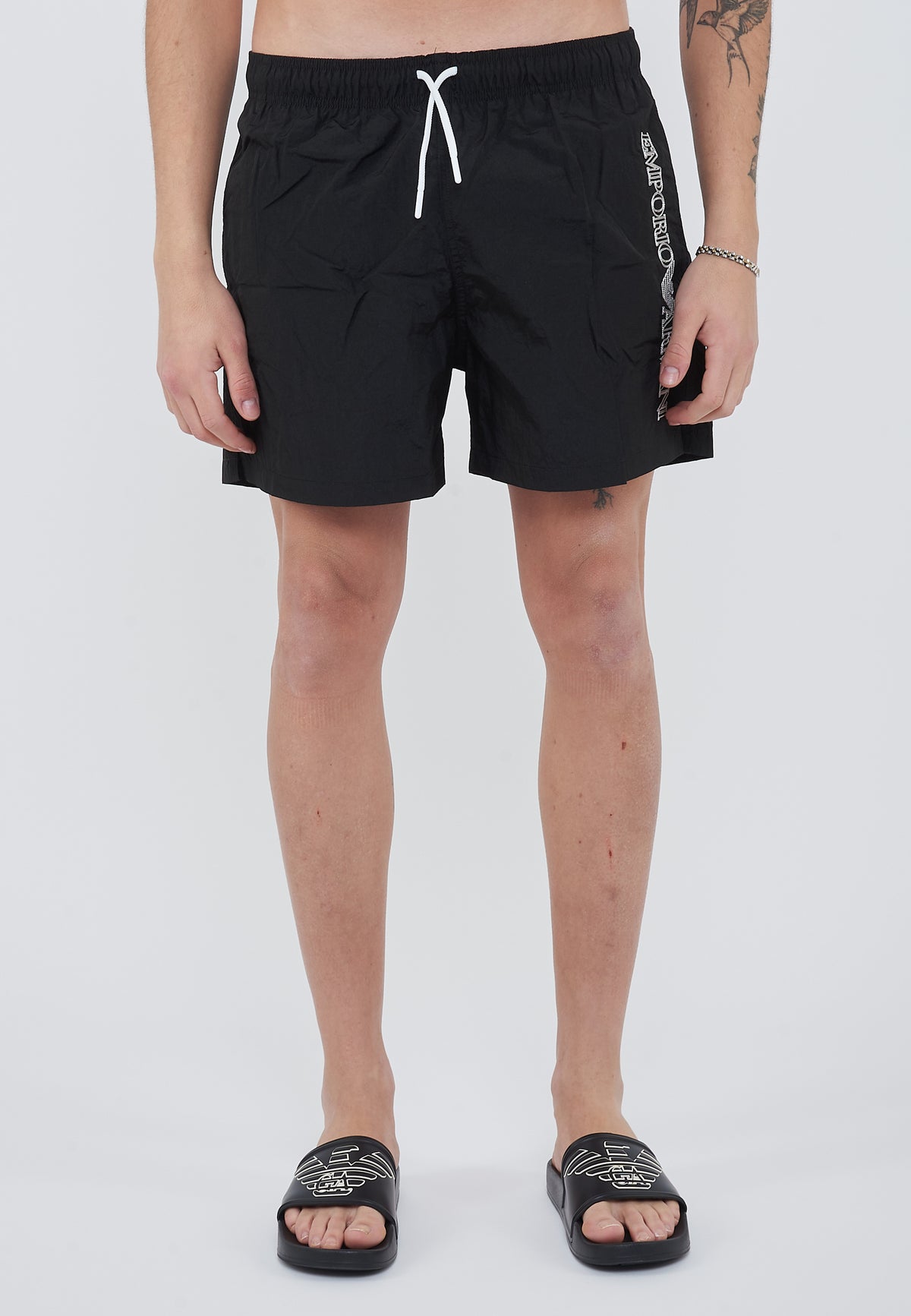 Costume shorts ricamo logo impunturato Black 