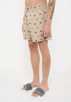 Costume shorts ricamo micro eagle all over Taupe Choco 