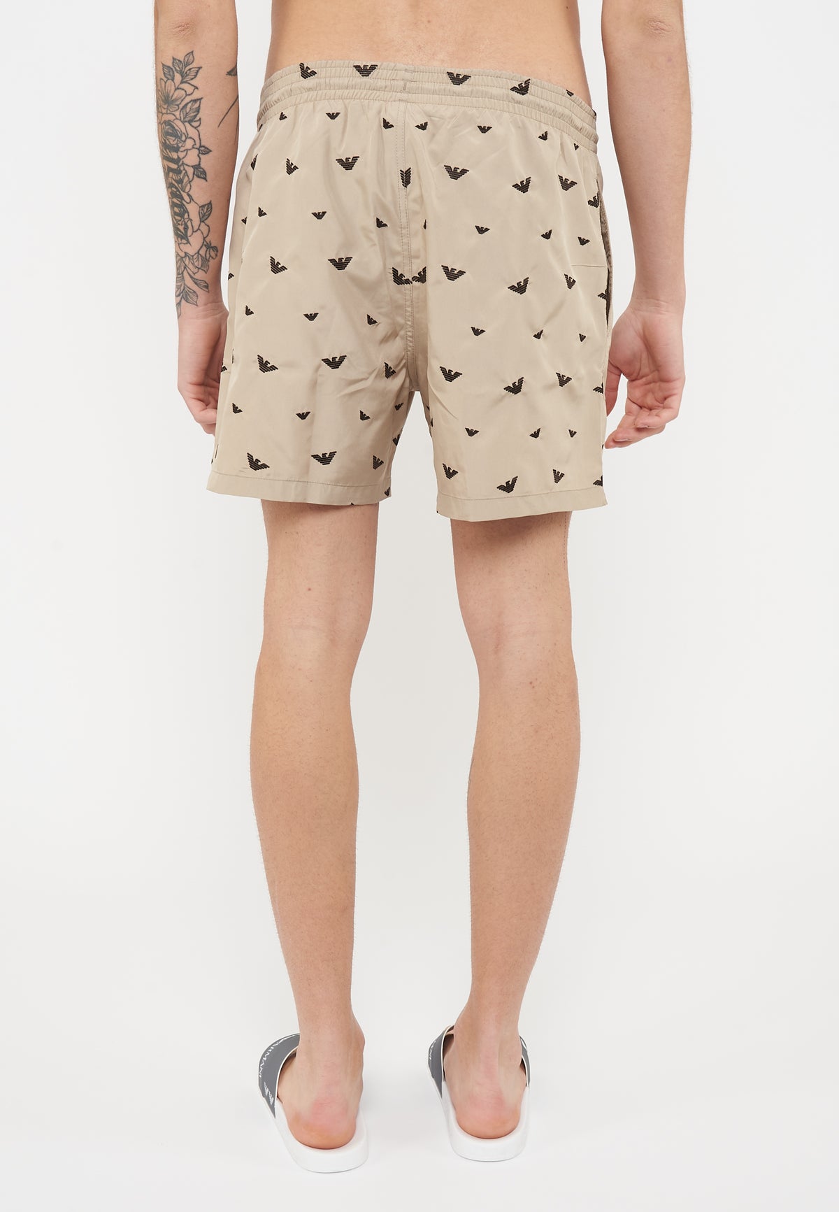 Costume shorts ricamo micro eagle all over Taupe Choco 