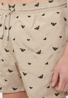 Costume shorts ricamo micro eagle all over Taupe Choco 