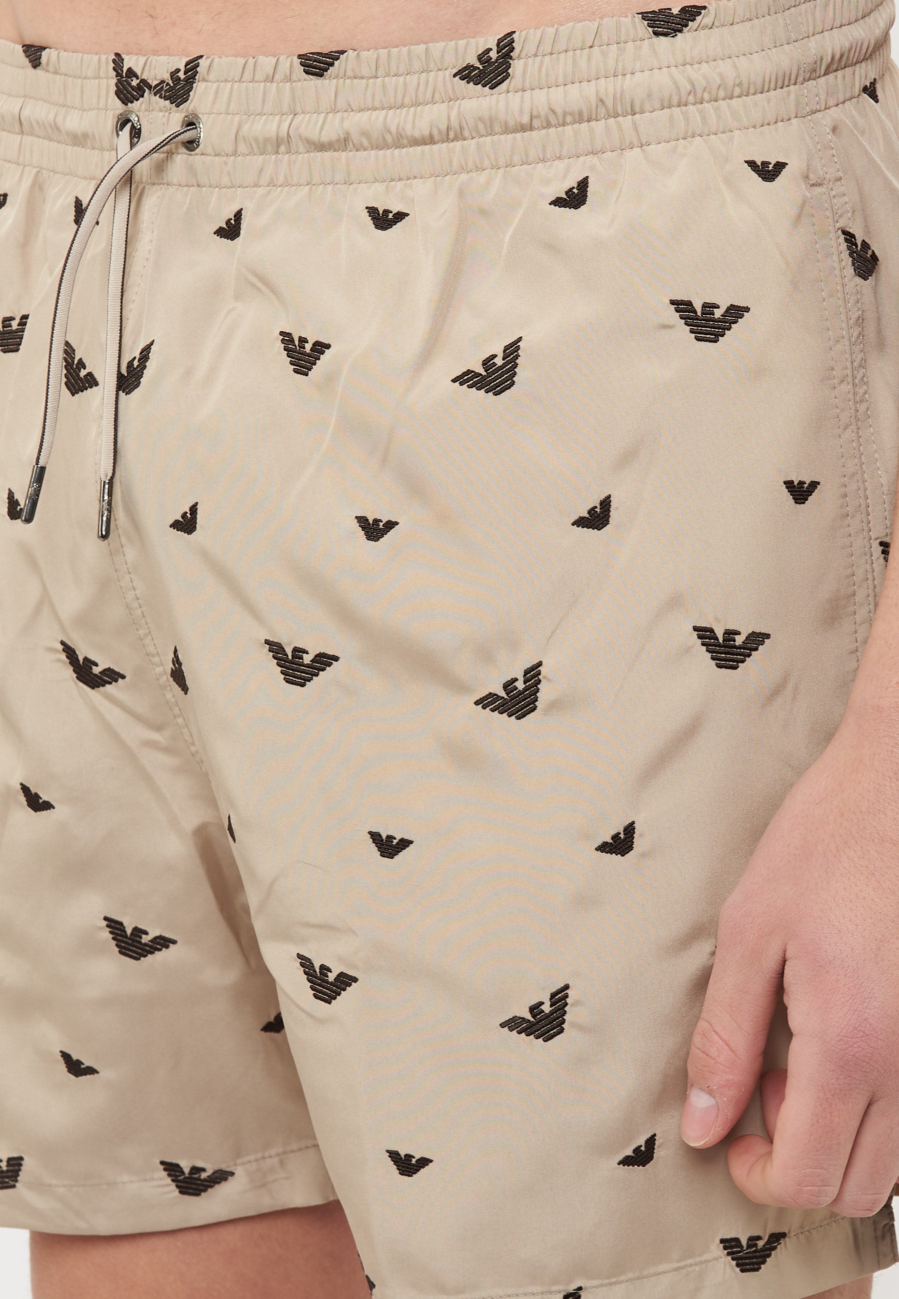 Costume shorts ricamo micro eagle all over Taupe Choco 