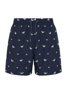 Costume shorts ricamo micro eagle all over Blue Aqua 