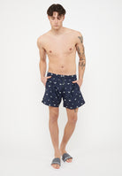 Costume shorts ricamo micro eagle all over Blue Aqua 