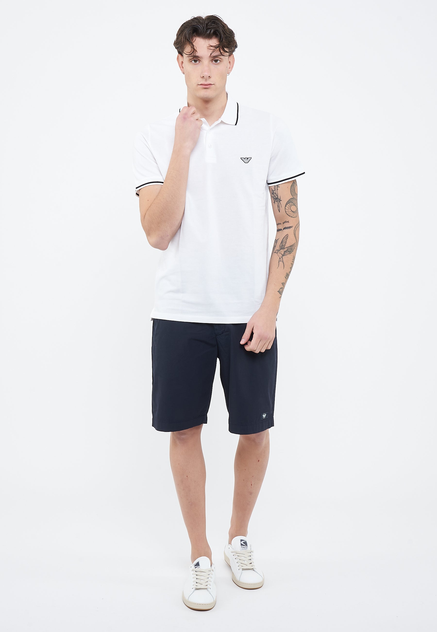 Polo Emporio Armani Swimwear Leggero Piquet White 
