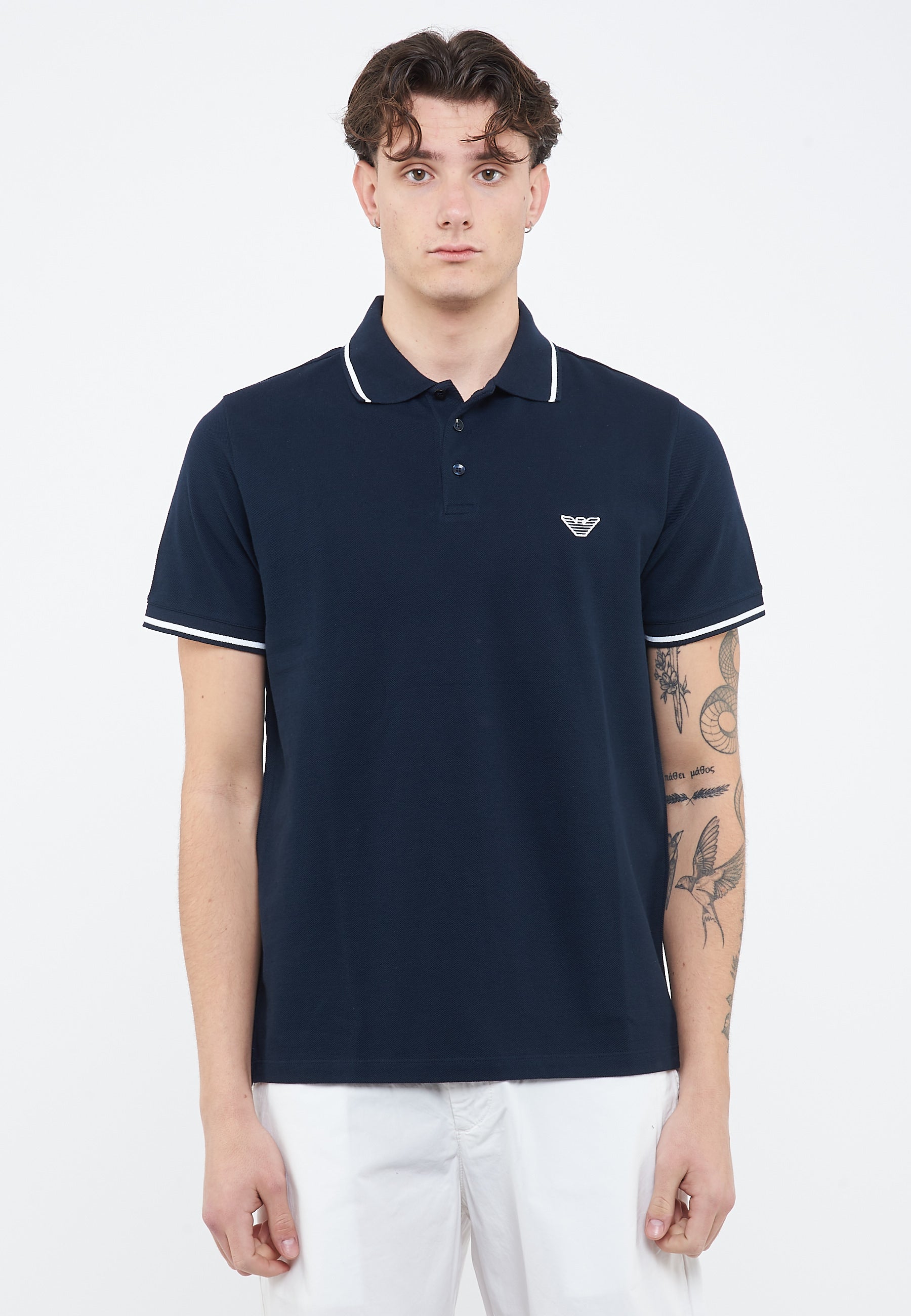 Polo Emporio Armani Swimwear Leggero Piquet Blue 