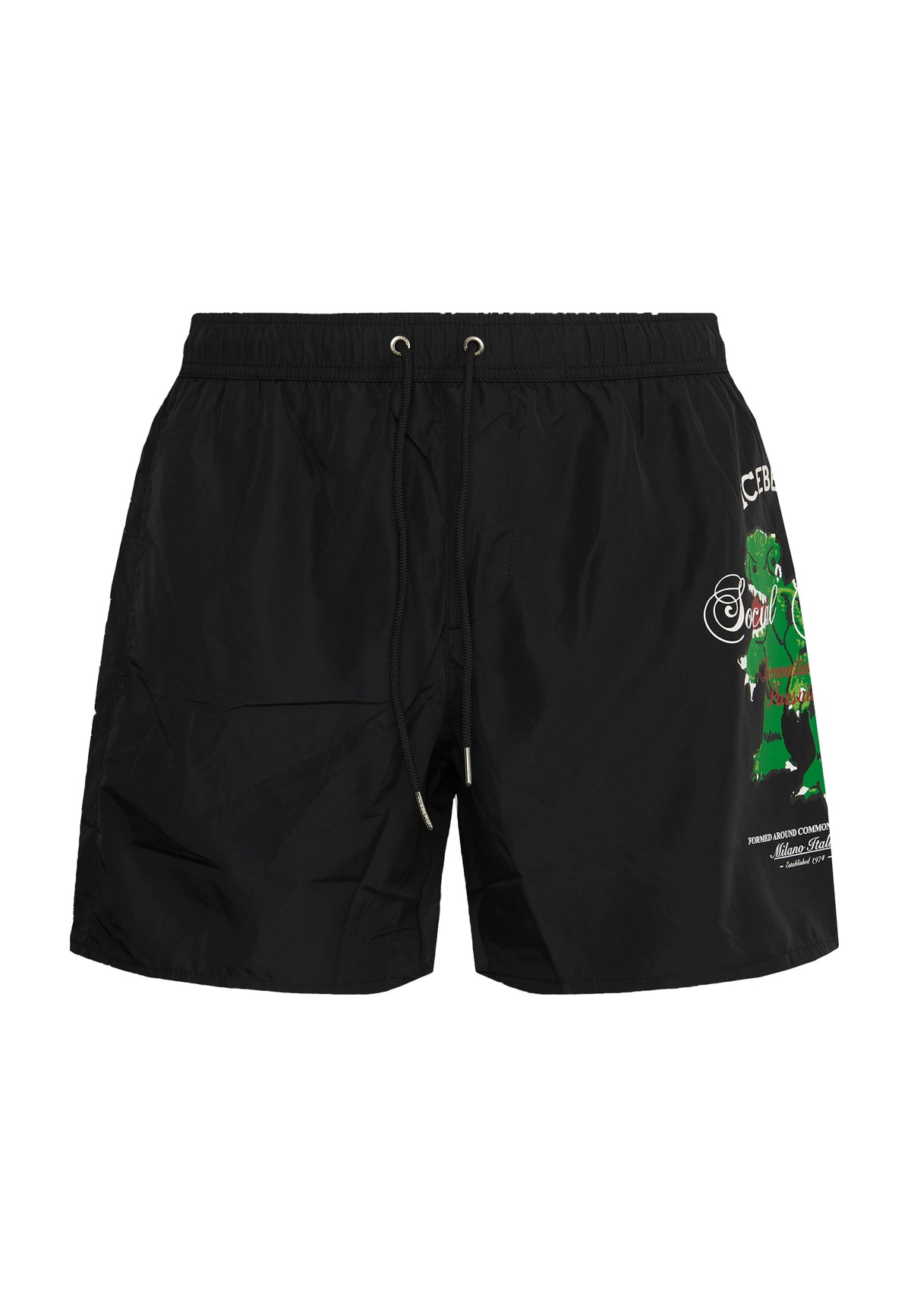 Boxer Uomo da Bagno Con Stampa Dino Black 