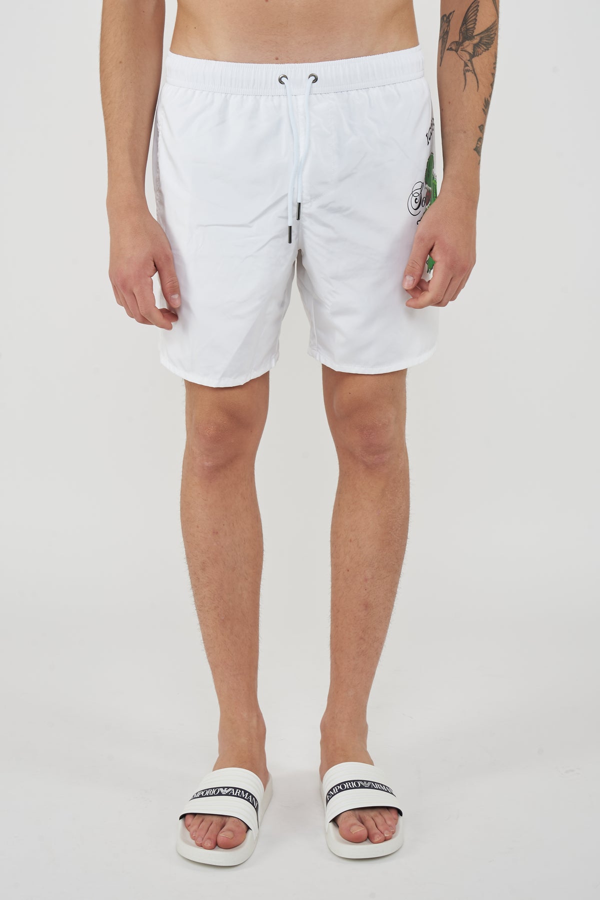 Boxer Uomo da Bagno Con Stampa Dino White 