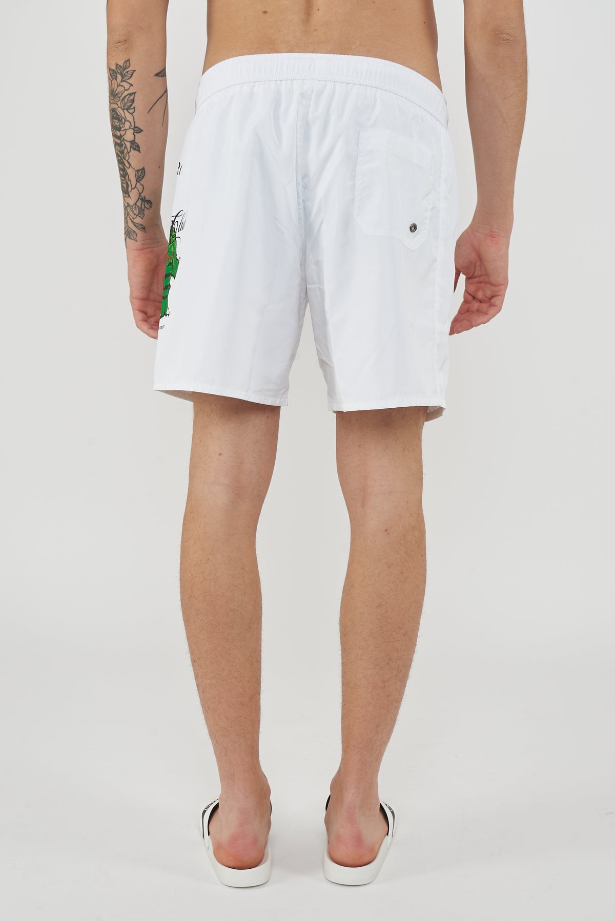 Boxer Uomo da Bagno Con Stampa Dino White 