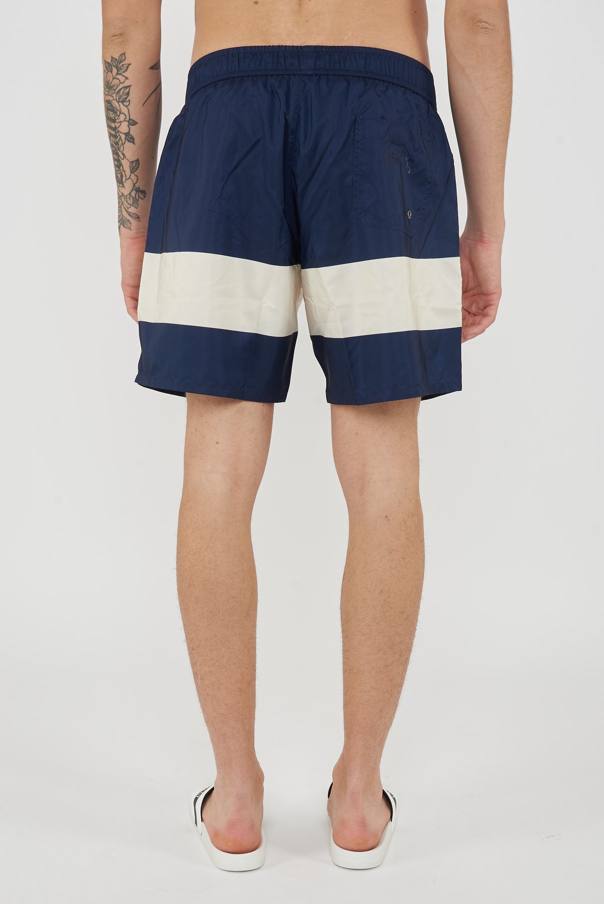 Boxer Uomo da Bagno Con Stampa Stripes Navy 