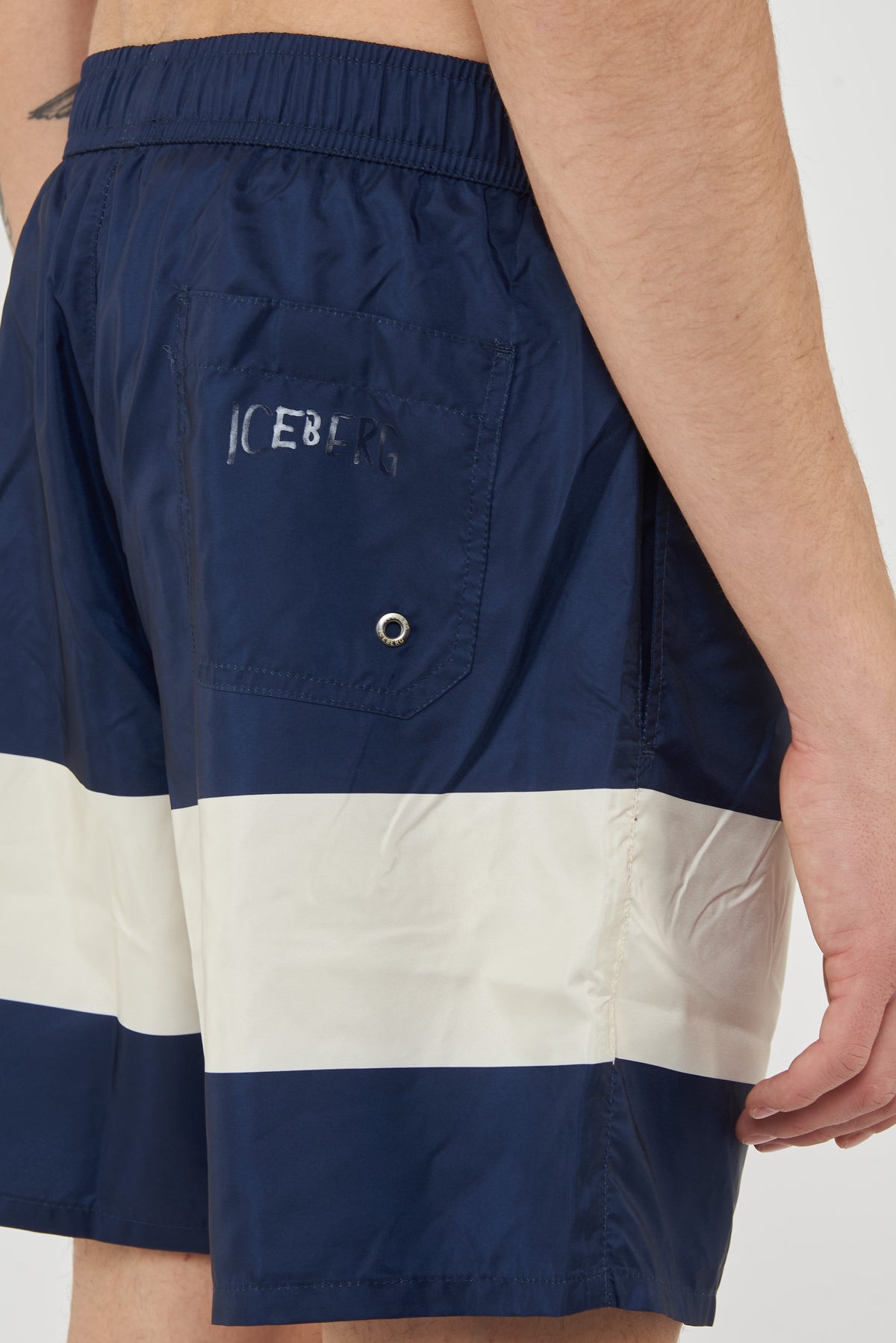 Boxer Uomo da Bagno Con Stampa Stripes Navy 