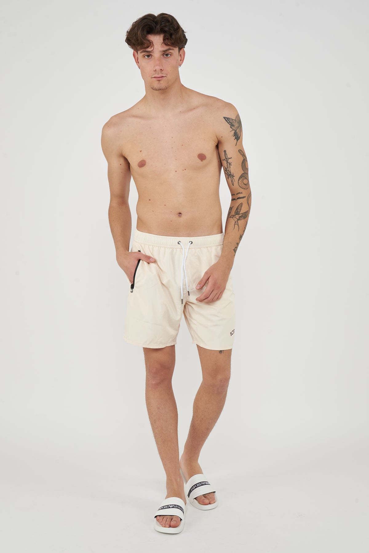 Boxer Uomo da Bagno Con Logo Cream 
