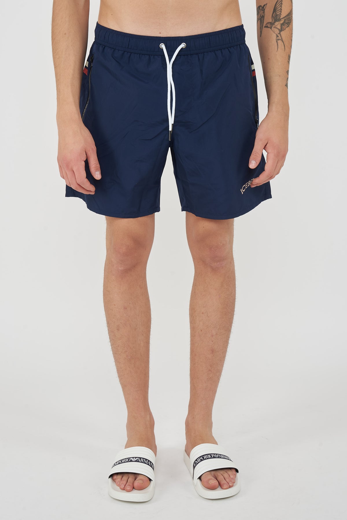 Boxer Uomo da Bagno Con Logo Navy 