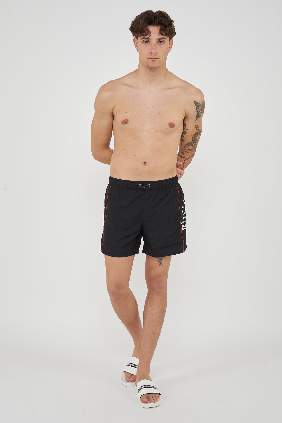 Boxer Uomo da Bagno Con Stampa Black 
