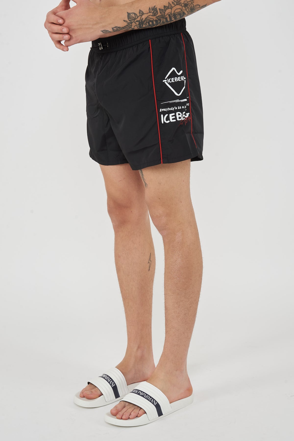 Boxer Uomo da Bagno Con Stampa Black 