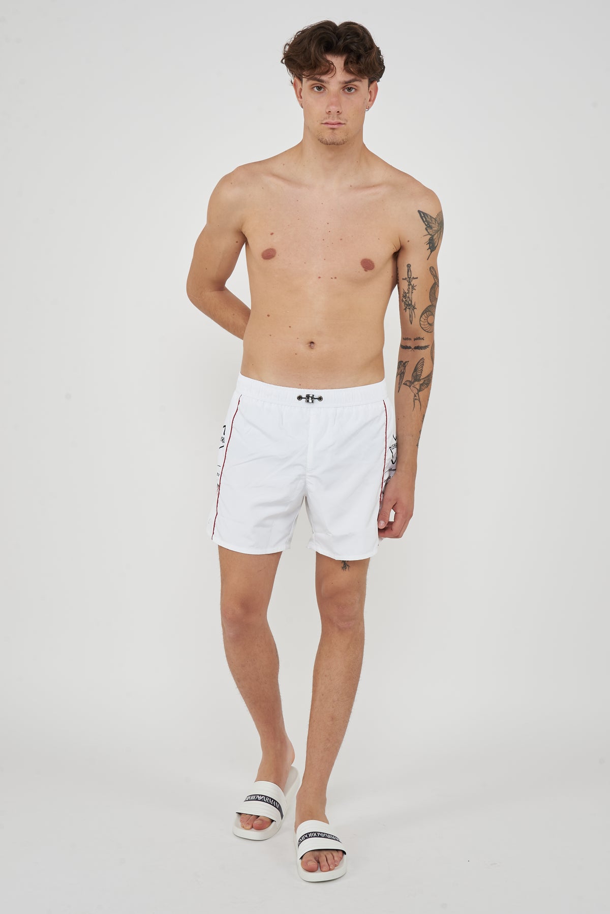 Boxer Uomo da Bagno Con Stampa White 