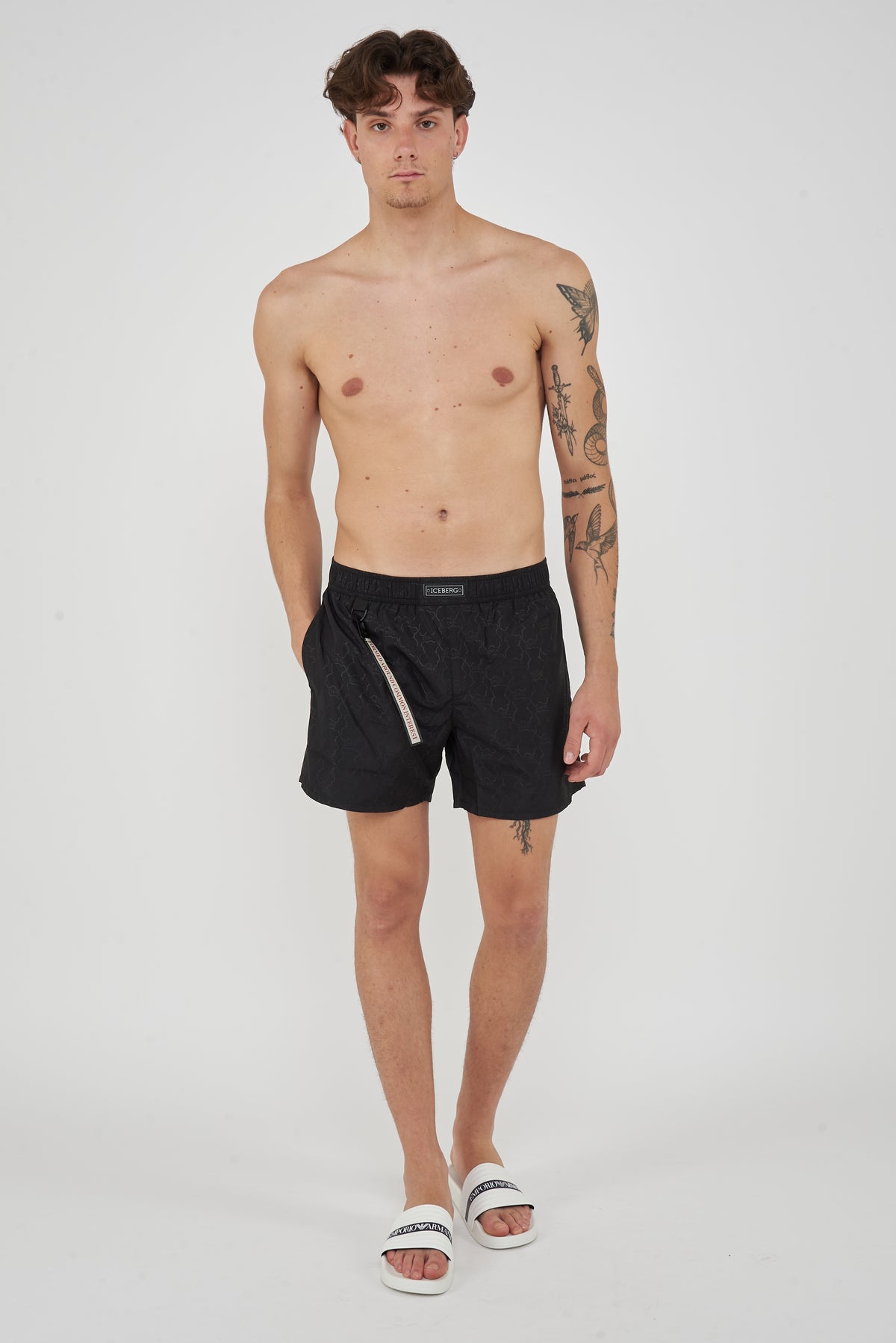 Boxer Uomo da Bagno Con Stampa All Over Dino Black 