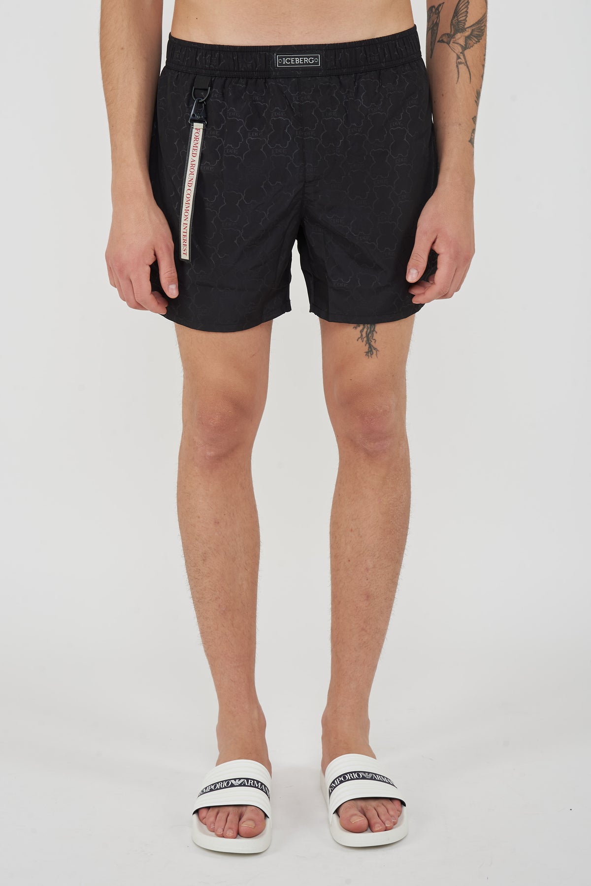 Boxer Uomo da Bagno Con Stampa All Over Dino Black 