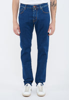 Jeans 5 tasche Bard regular-slim in denim super stretch blu scuro lavaggio rinse 