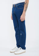 Jeans 5 tasche Bard regular-slim in denim super stretch blu scuro lavaggio rinse 