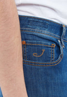 Jeans 5 tasche Bard regular-slim in denim super stretch blu medio lavaggio vintage 
