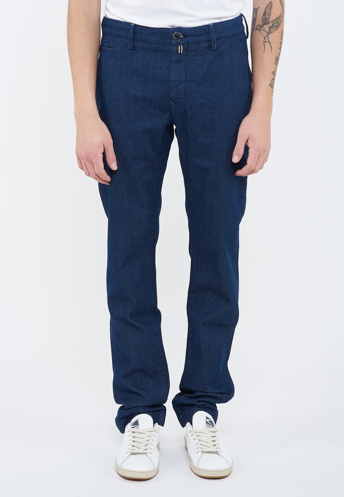 Jeans chino Bobby slim in denim power stretch blu scuro lavaggio rinse 