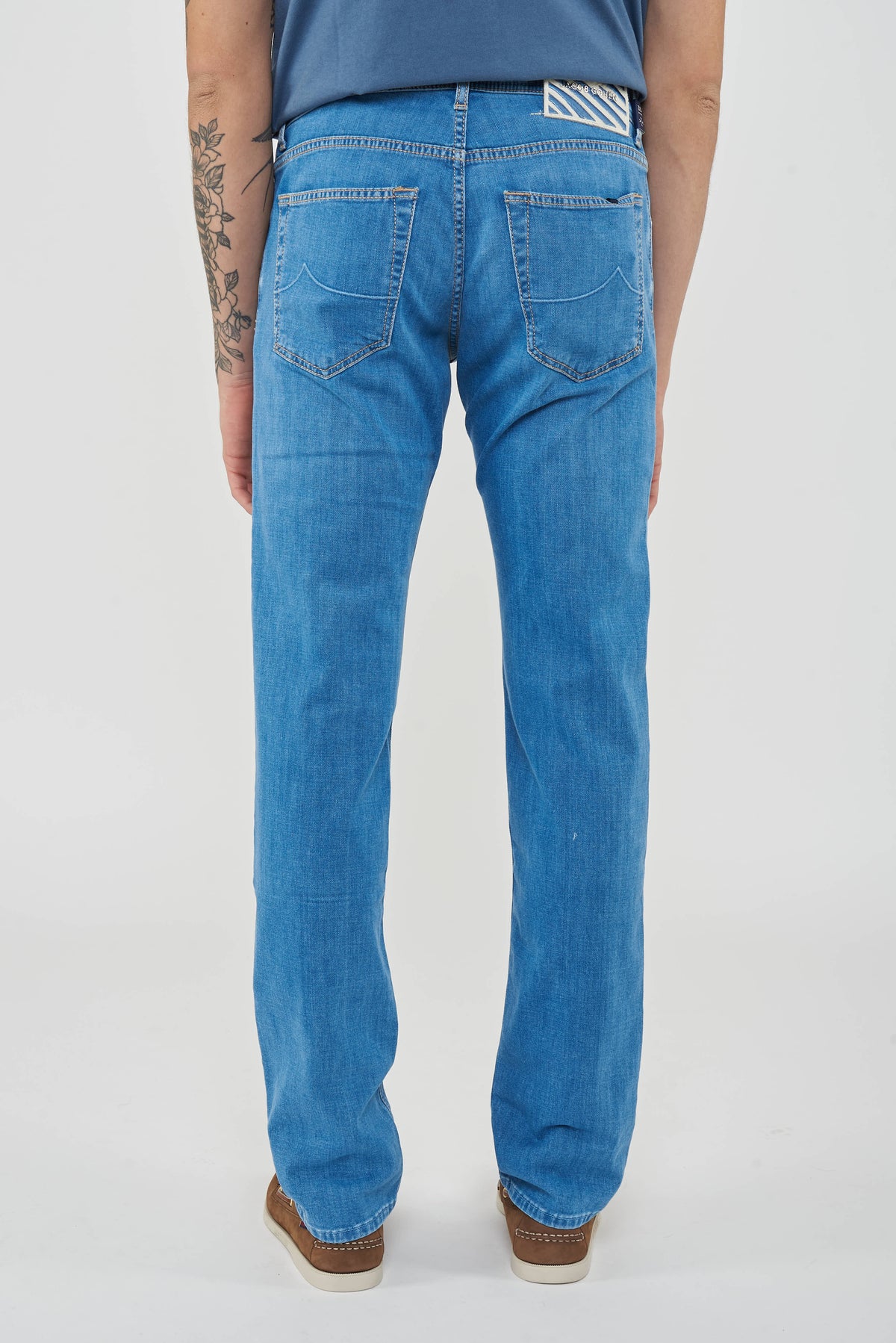 Jeans 5 tasche Nick slim in denim power stretch blu chiaro  lavaggio stone 