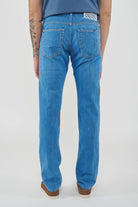 Jeans 5 tasche Nick slim in denim power stretch blu chiaro lavaggio stone 