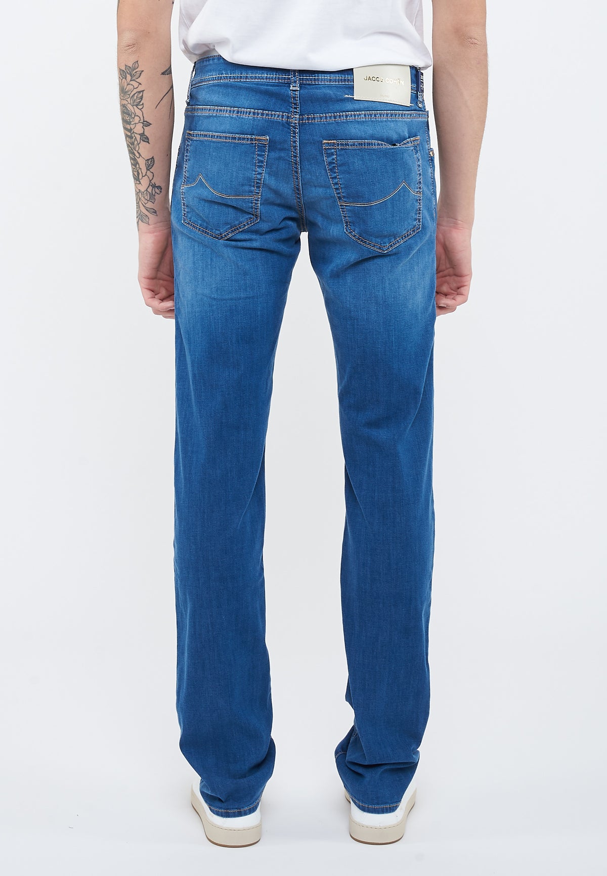 Jeans 5 tasche Nick in denim power stretch blu chiaro lavaggio vintage 