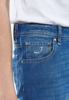 Jeans 5 tasche Nick in denim power stretch blu chiaro lavaggio vintage 