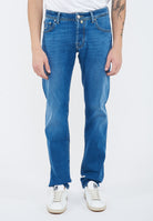 Jeans 5 tasche Nick slim in denim comfort blu medio 