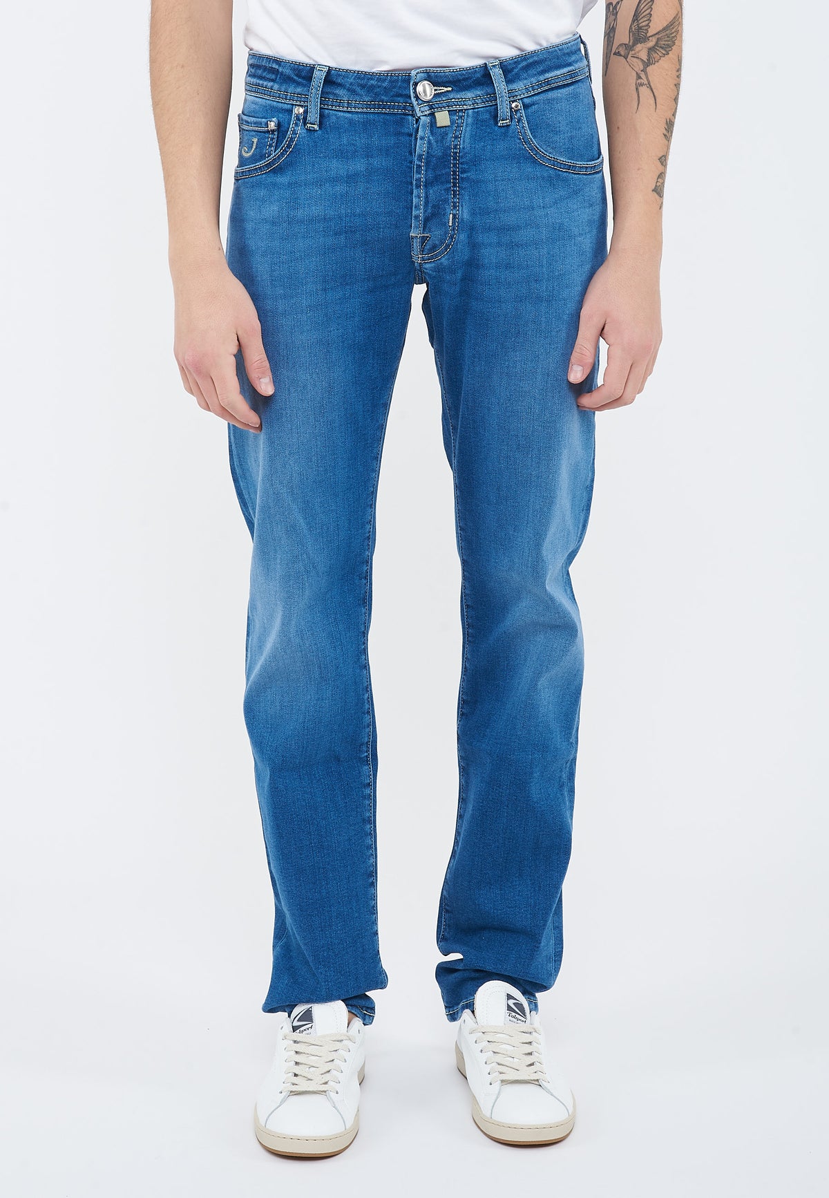 Jeans 5 tasche Nick slim in denim comfort blu medio 
