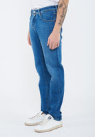 Jeans 5 tasche Nick slim in denim comfort blu medio 