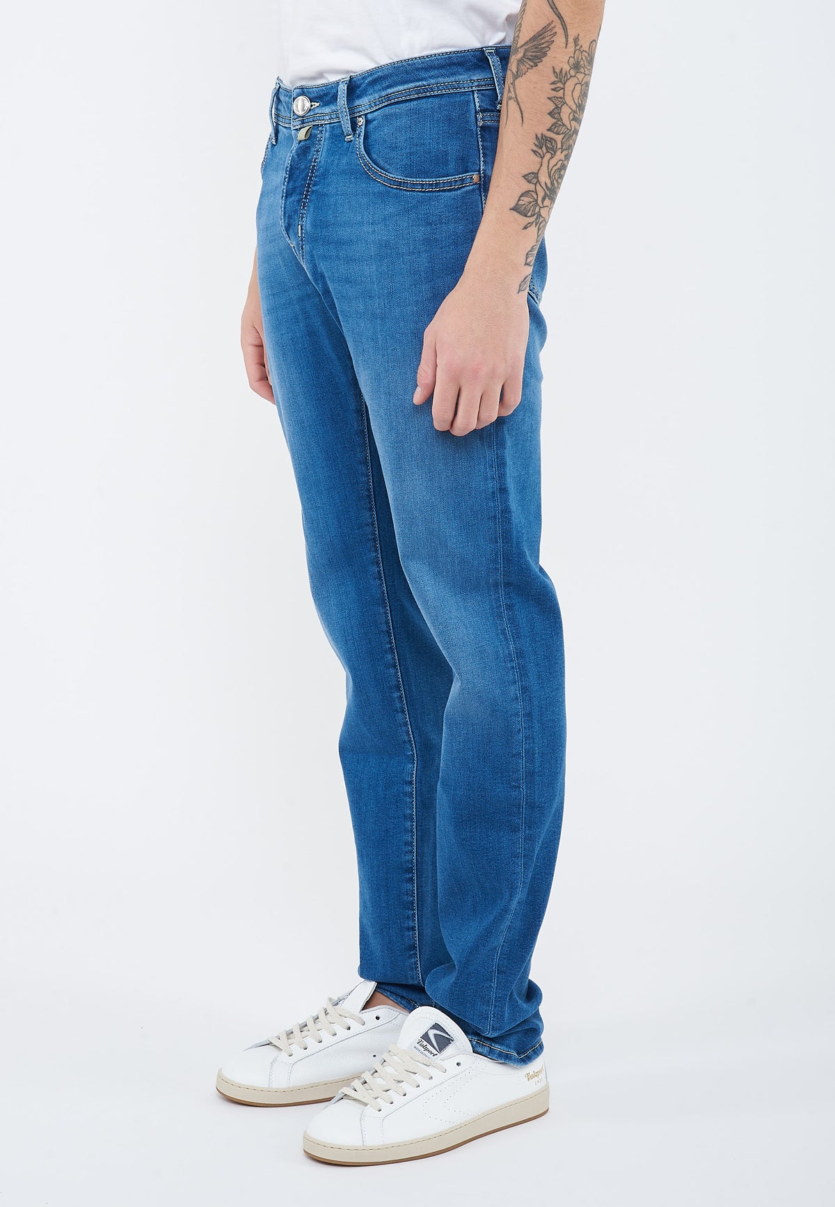 Jeans 5 tasche Nick slim in denim comfort blu medio 