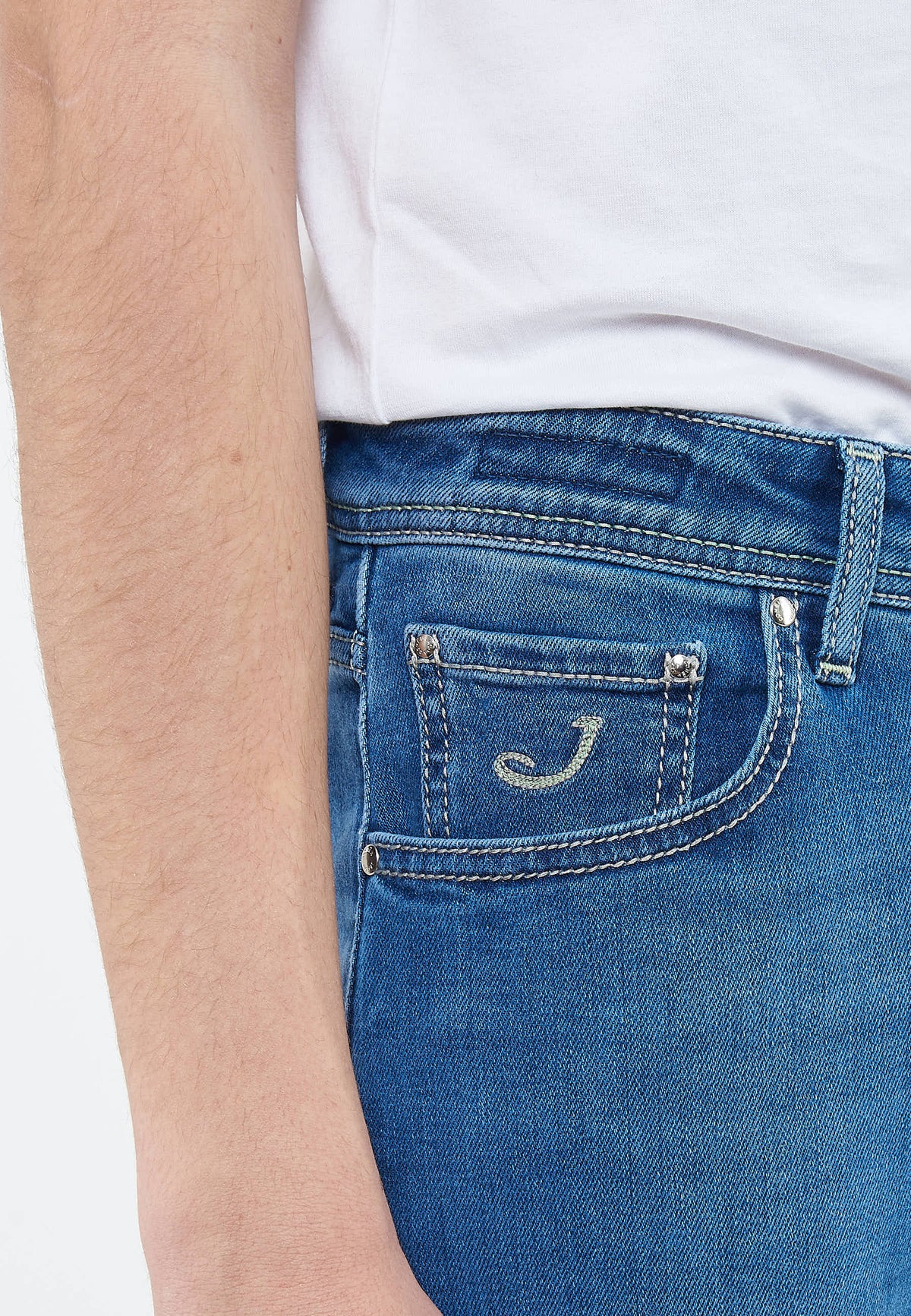 Jeans 5 tasche Nick slim in denim comfort blu medio 