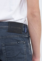 Jeans 5 tasche Nick slim  in denim super stretch grigio scuro lavaggio stone 
