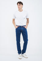 Jeans 5 tasche Nick slim in denim super stretch blu scuro lavaggio rinse 