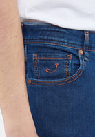 Jeans 5 tasche Nick slim in denim super stretch blu scuro lavaggio rinse 