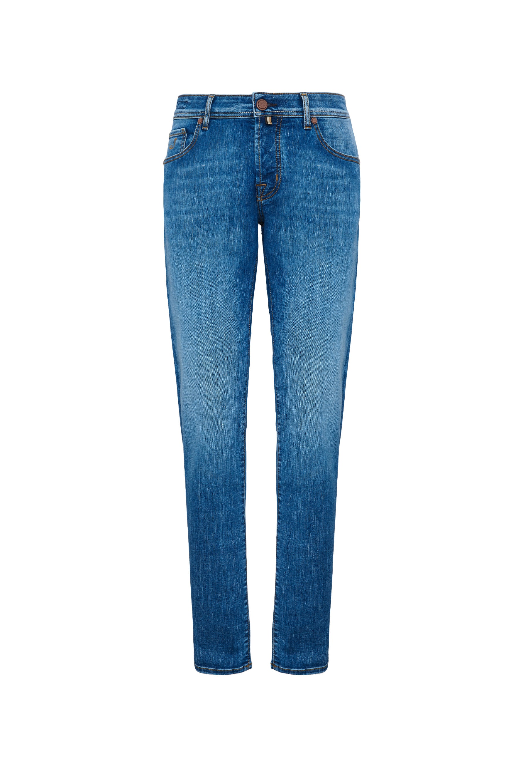 Jeans 5 tasche Nick slim in denim super stretch blu chiaro lavaggio rinse 