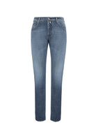 Jeans 5 tasche Nick slim in denim super stretch grigio lavaggio vintage 